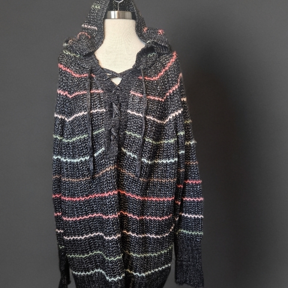 Torrid Multicolor Striped Hooded Sweater - Picture 1 of 4